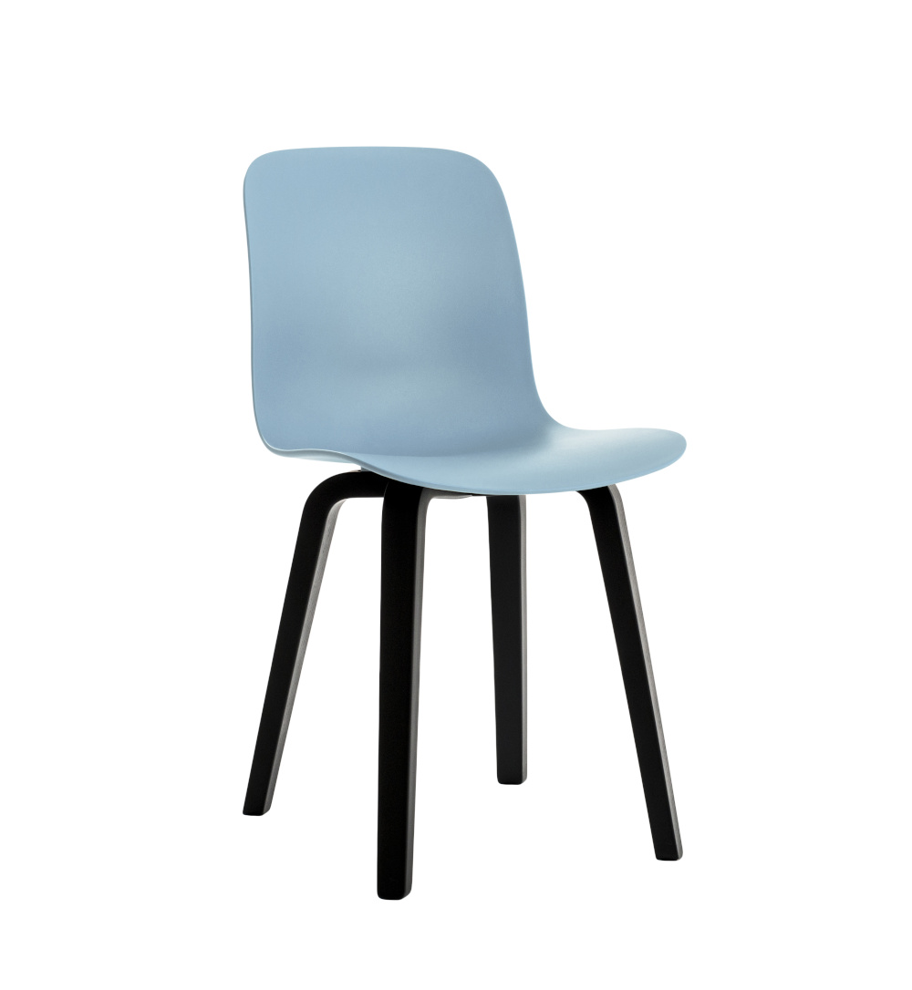 Magis Substance Stuhl, Esche schwarz / hellblau, ergonomischer Holzstuhl, leicht, stilvoll, italienisches Design