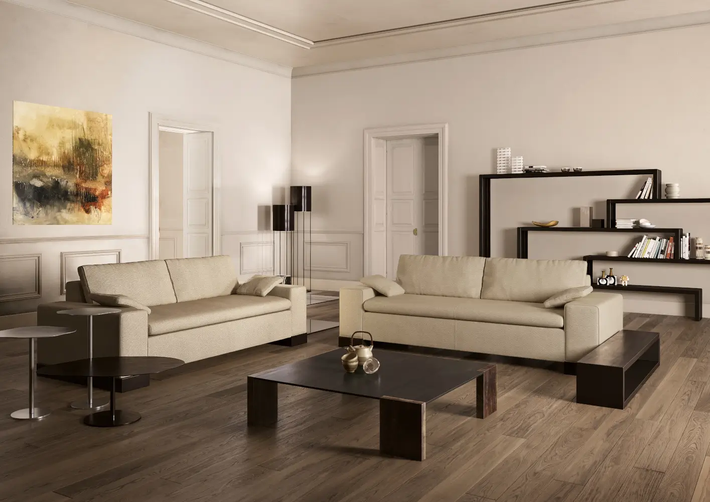 Zeus Babilonia Regal mit dekorativen Accessoires im modernen Interieur.