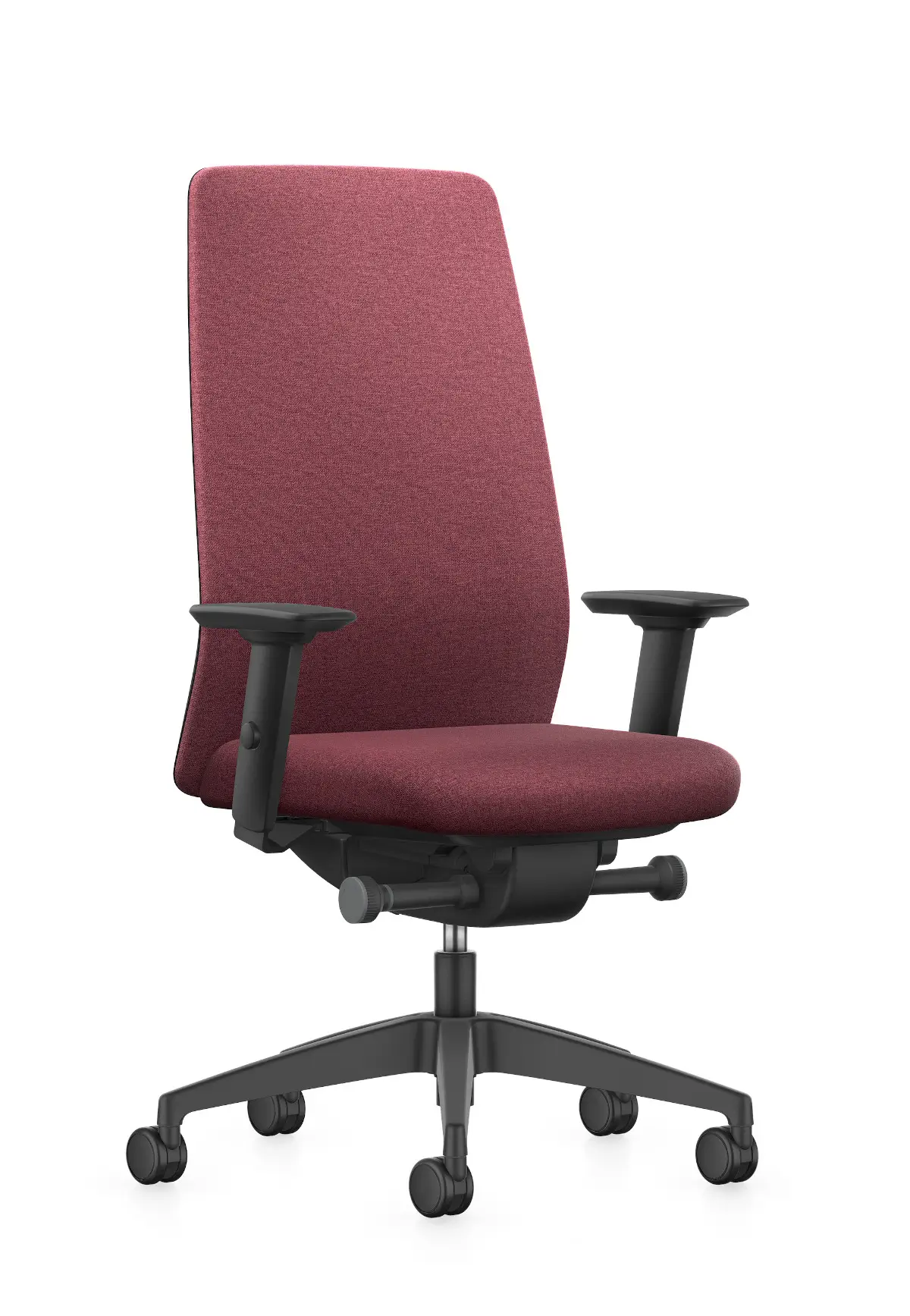 Interstuhl AIMis1 1S026 Bürostuhl in Rot mit hoher Rückenlehne, Armlehnen und schwarzem Fußkreuz