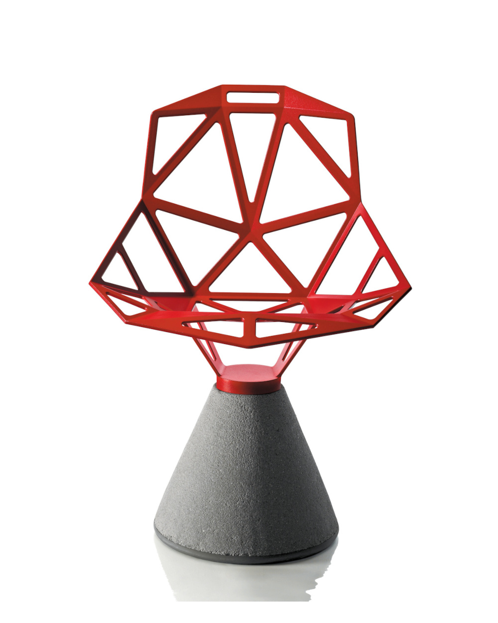 Magis Chair One, roter Armlehnstuhl mit Zement-Sockel, modernes italienisches Design, langlebig, ergonomisch