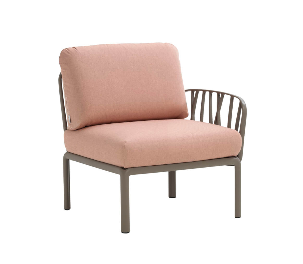 Nardi Komodo Modulsofa Seitenelement, tortora/rosa quarzo, Outdoor-Design, wetterfest, leicht, Made in Italy