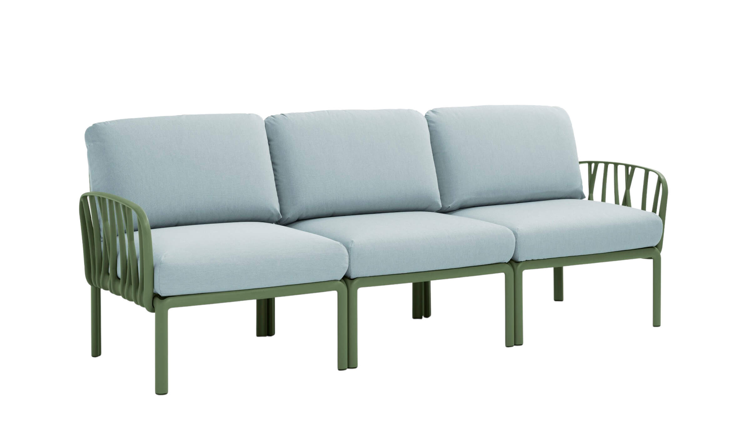 Nardi Komodo Gartensofa 3-Sitzer, agave/ghiaccio Sunbrella, wetterfest, langlebig, modernes italienisches Design