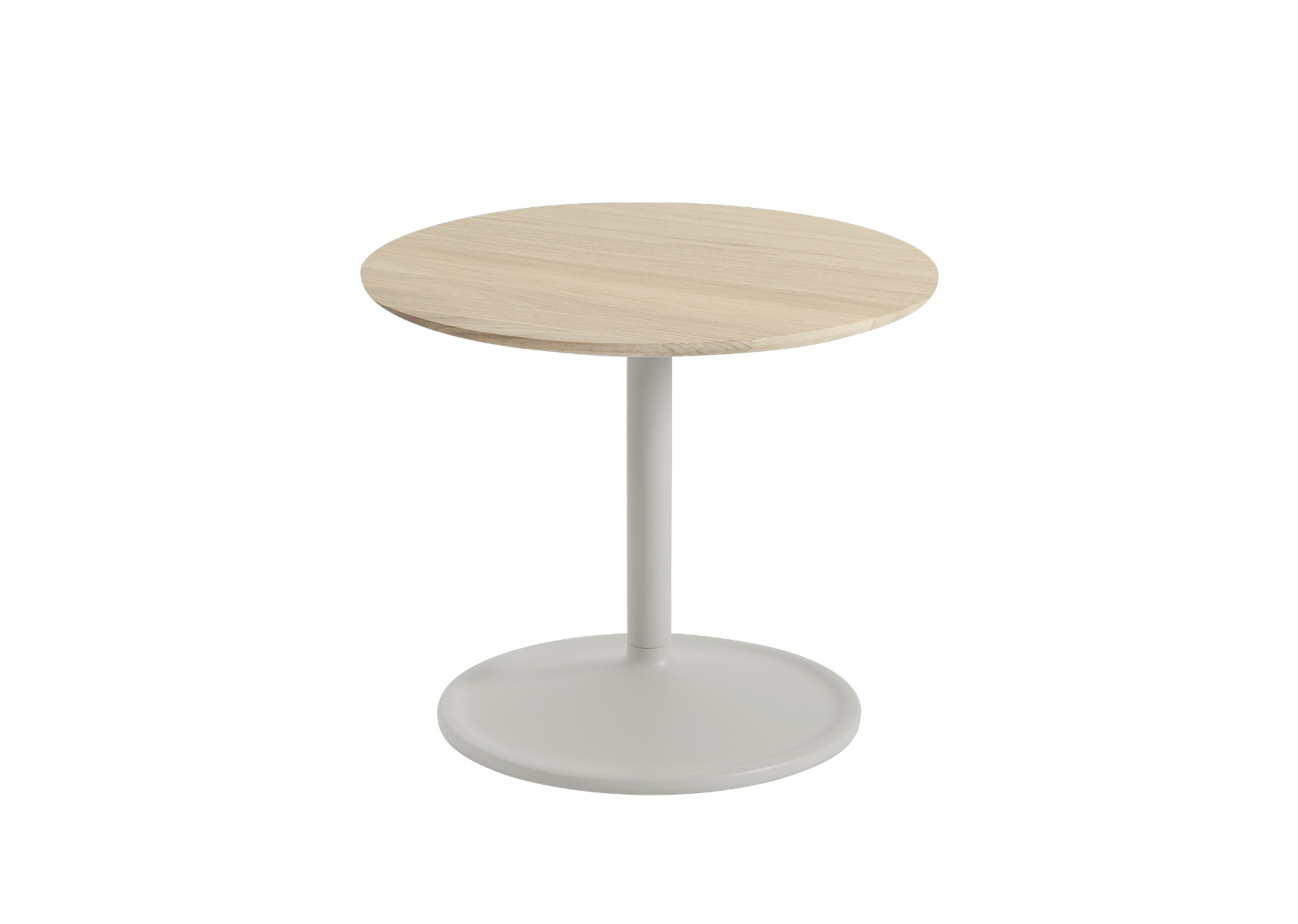 Soft Beistelltisch, Ø 48 cm, höhe 40 cm, eiche massiv / grau