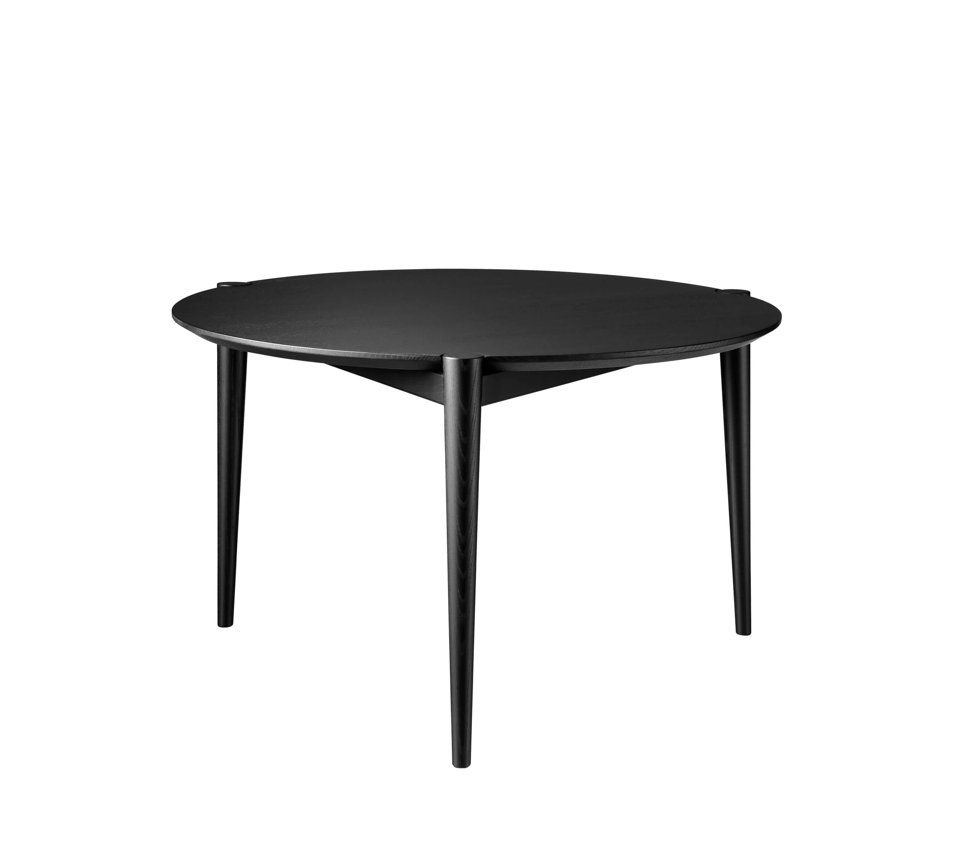 FDB Møbler D102 Søs Couchtisch, Ø70 cm, Eiche schwarz, nordisches Design, langlebig, funktional