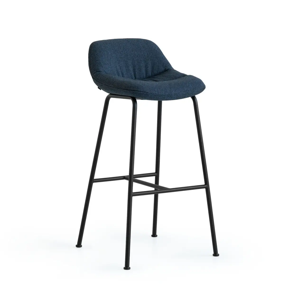 Noti Mishell Soft Barhocker Höhe 79 cm in Blau mit schwarzem Rohrgestell
