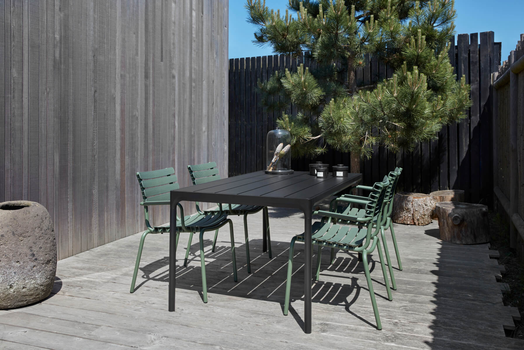 Four Gartentisch, 210 x 90 cm, schwarz / aluminium