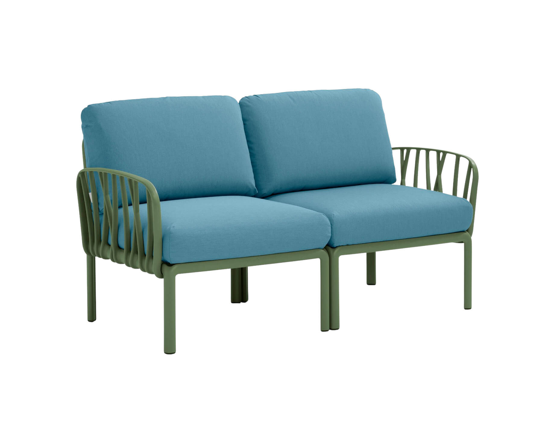Nardi Komodo Gartensofa 2-Sitzer, agave, Sunbrella, wetterfest, langlebig, italienisches Design für Outdoor