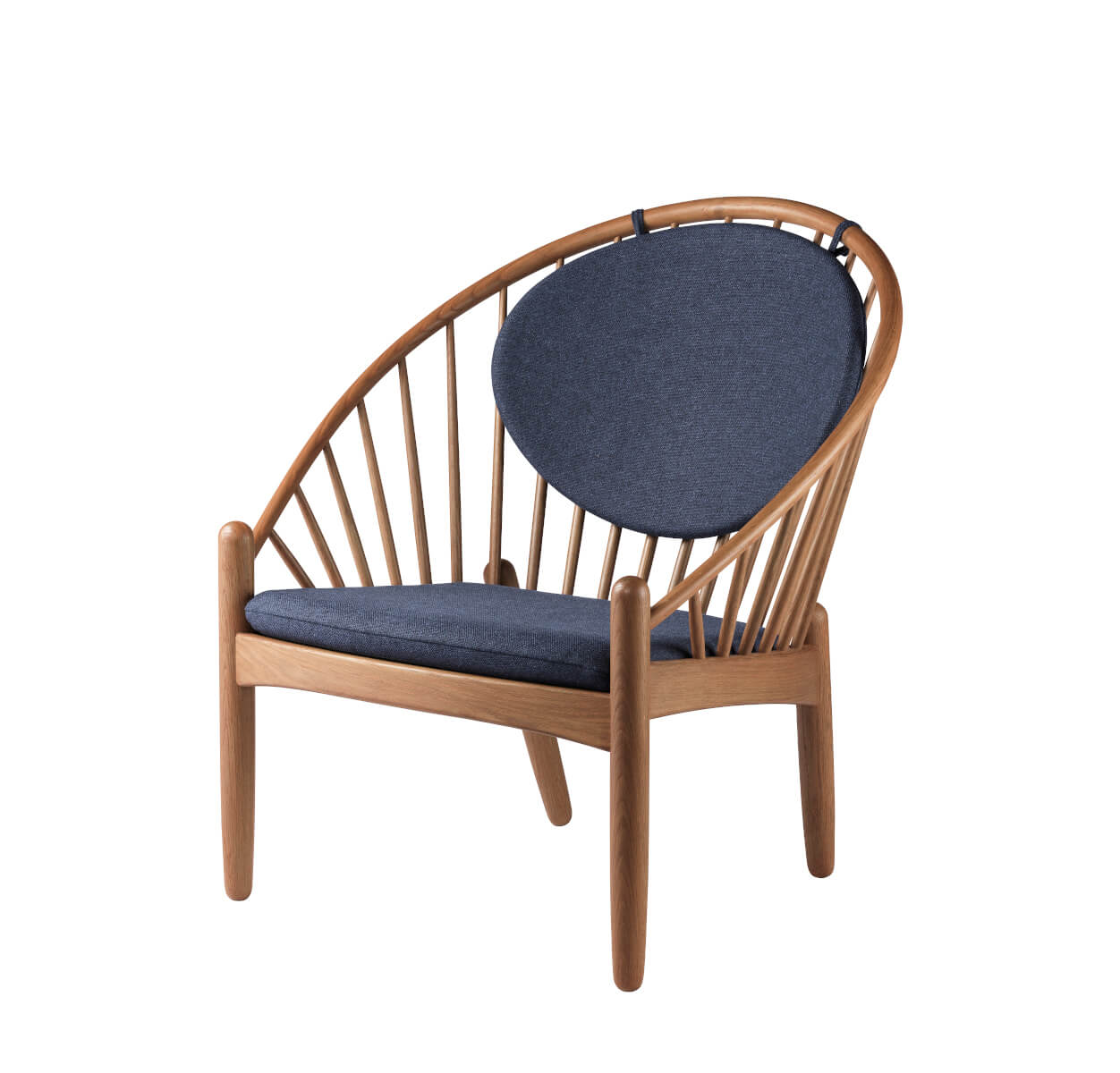 FDB Møbler J166 Jørna Sessel, ergonomisch, Eiche geräuchert, dunkelblau, nordisch, langlebig, funktional