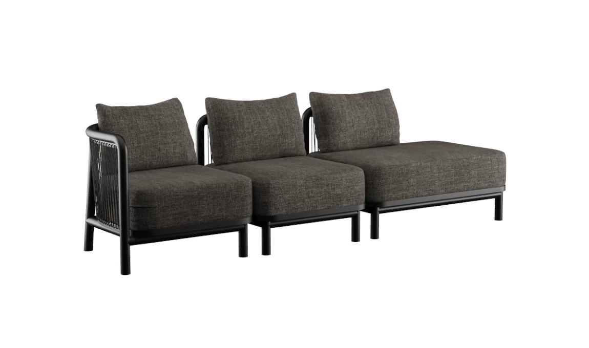 Kirra Loungesofa 3-Sitzer Open End Links, kirra noir