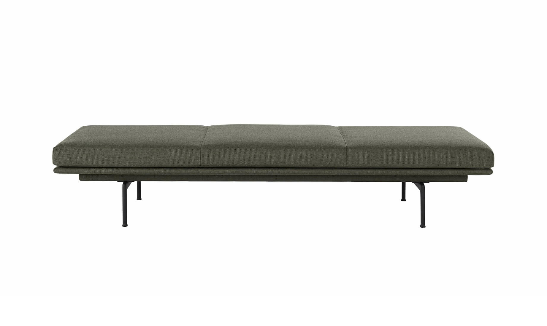 Muuto Outline Daybed in Fiord 961 mit schwarzem Gestell, modernes skandinavisches Design, elegantes Tagesbett für Wohnräume