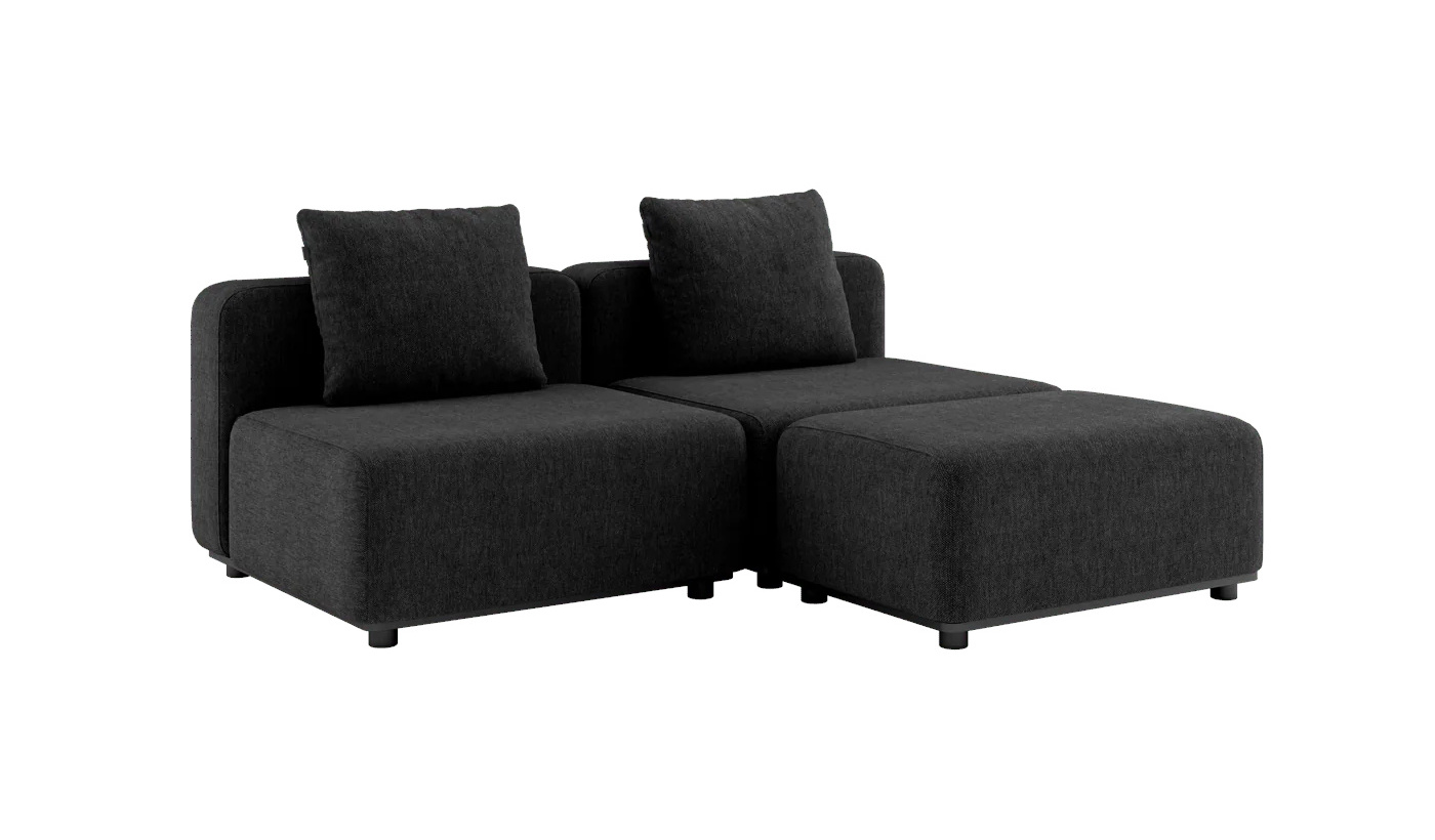 Cobana Loungesofa 2-Sitzer ohne Armlehnen mit Hocker, cobana schwarz