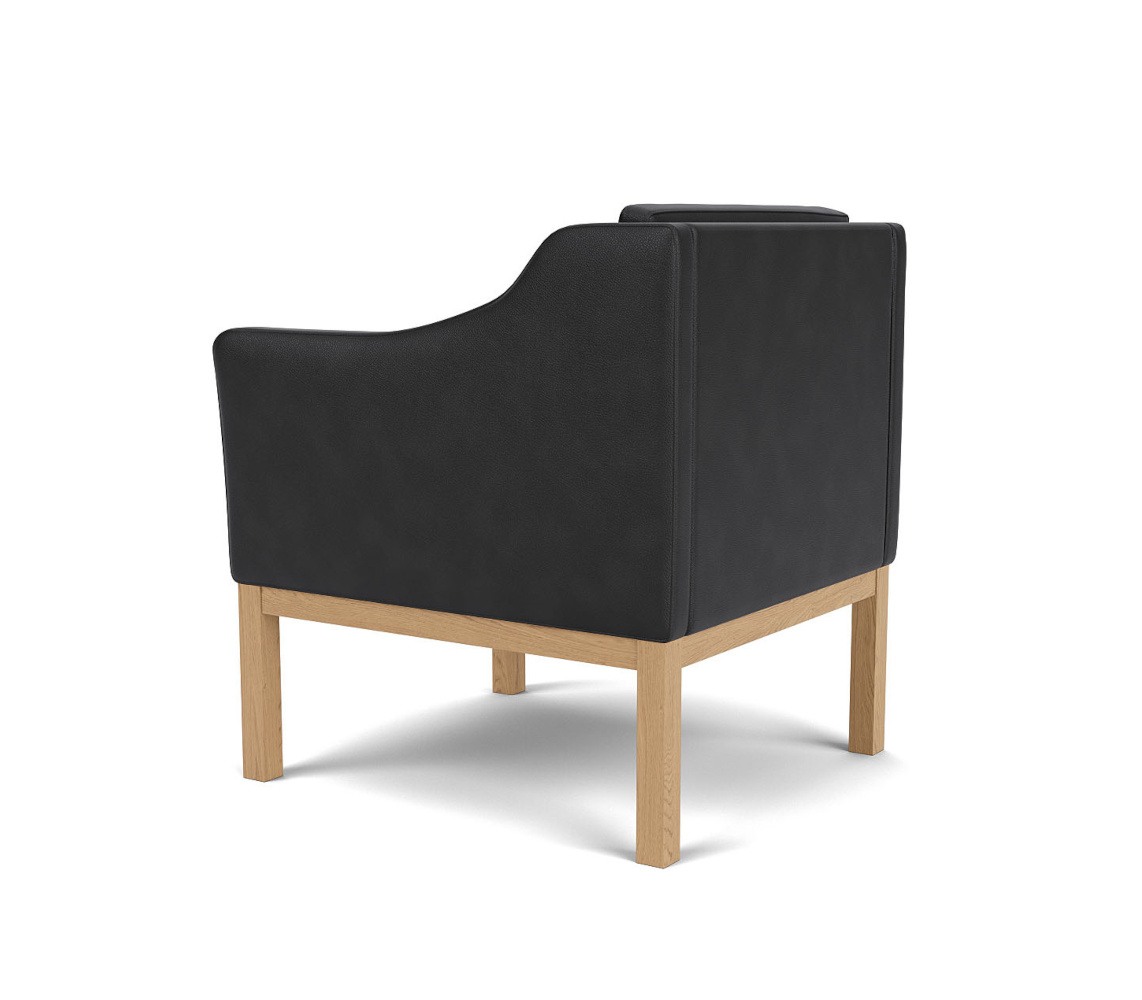 FDB Møbler L46 Sessel MK155, ergonomisch, Eiche natur, Leder schwarz, funktional, nordisches Design, langlebig