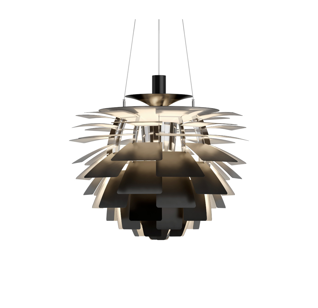 Louis Poulsen PH Artichoke Pendelleuchte Ø 60 cm schwarz, ikonisches Design, gleichmäßige blendfreie Beleuchtung