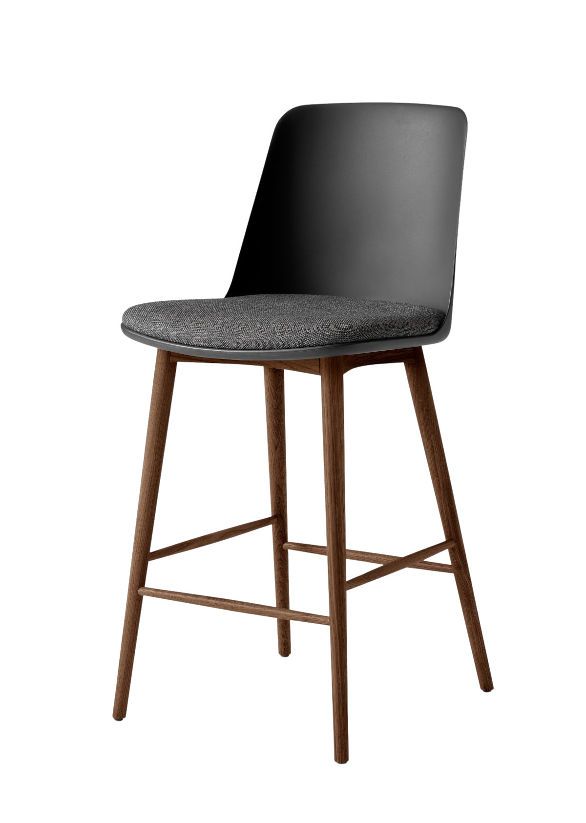 &Tradition Rely HW129 Barhocker mit Rückenlehne, nachhaltiger Kunststoff, stabile Holzbeine, skandinavisches Design
