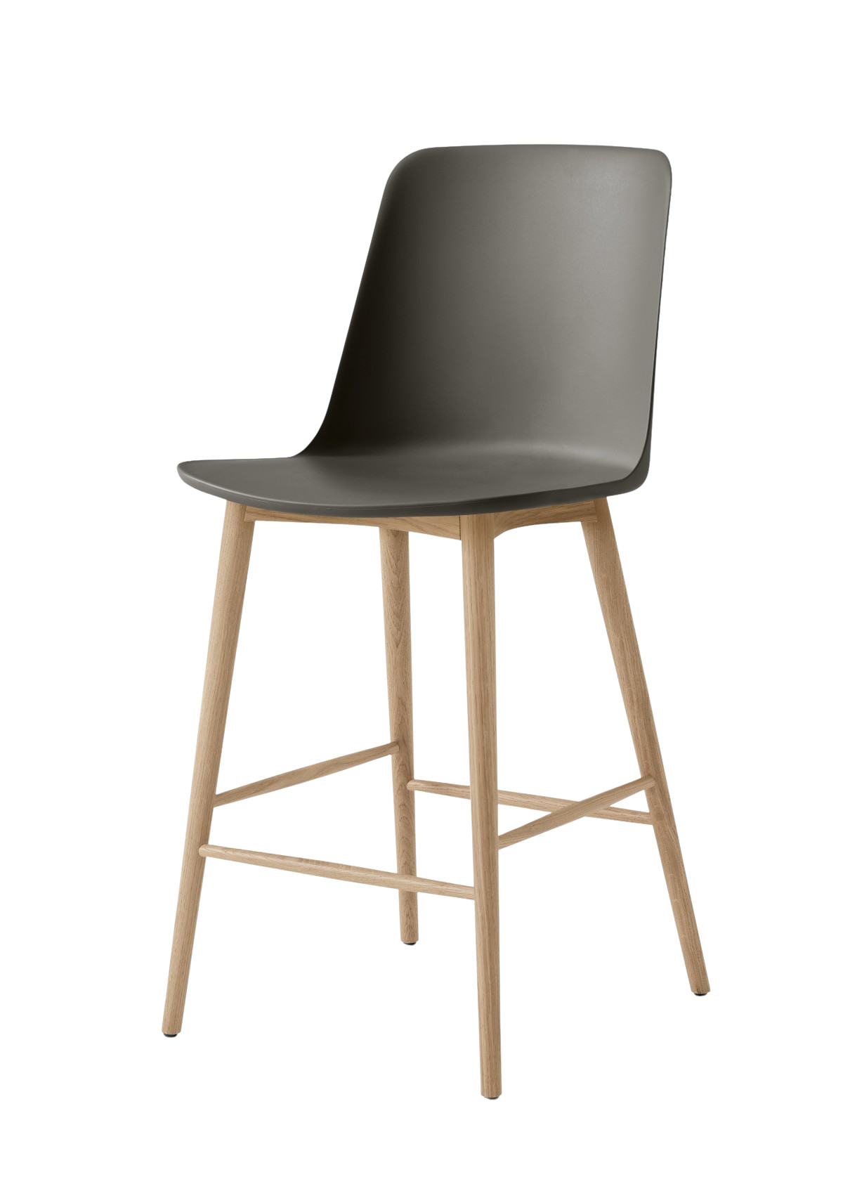 &Tradition Rely HW128 Barhocker in Eiche natur mit Sitz in Stone Grey – moderner, stabiler Design-Barhocker