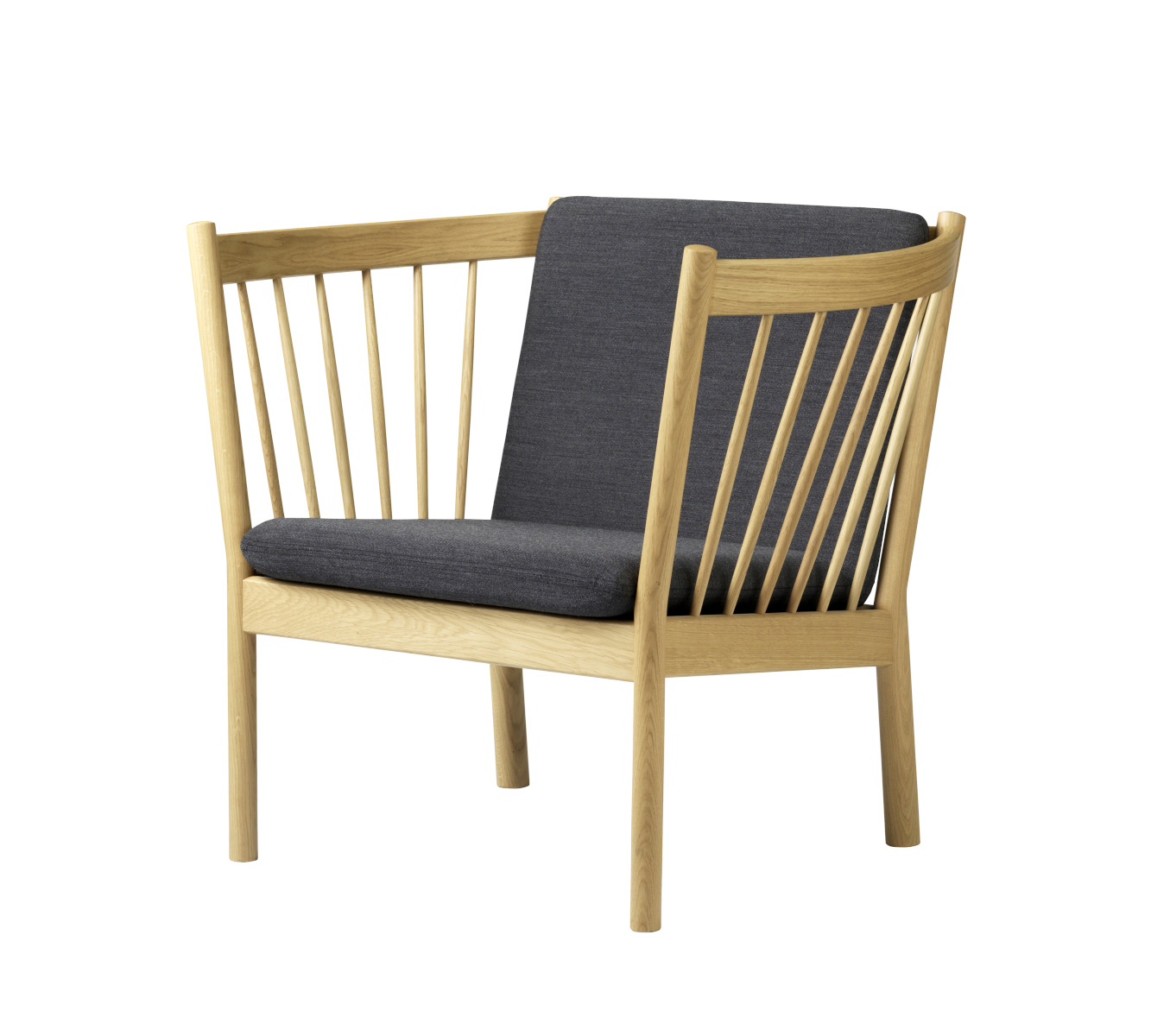 FDB Møbler J146 Sessel, nordischer Design-Sessel, ergonomisch, Eiche natur, dunkelgrau, langlebig, funktional