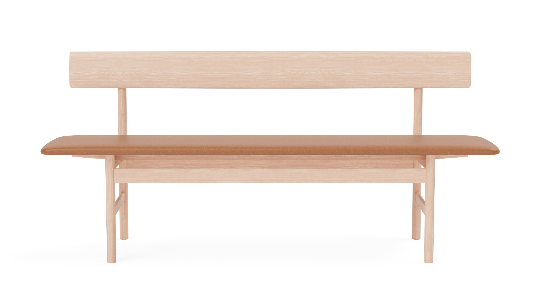 The Mogensen Beench, eiche hell geölt / leder max 95 cognac