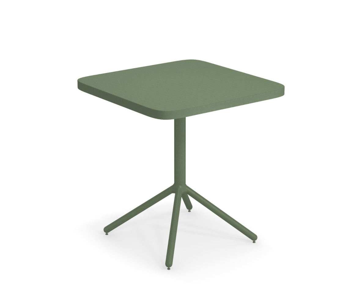 Grace Tisch mit abnehmbarer Platte und eckiger Tischkante, 70 x 70 cm, militärgrün