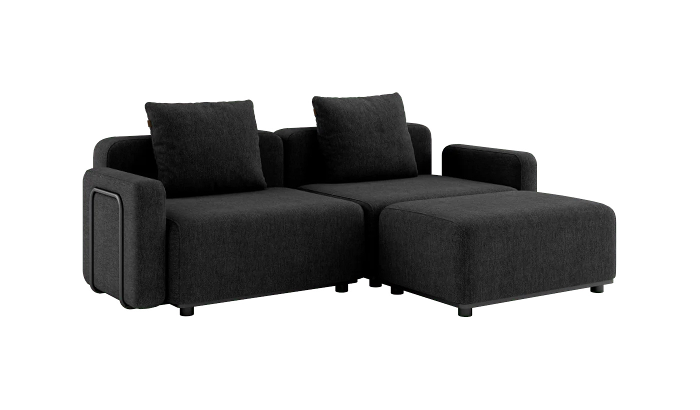 Cobana Loungesofa 2-Sitzer mit Armlehnen mit Hocker, cobana schwarz