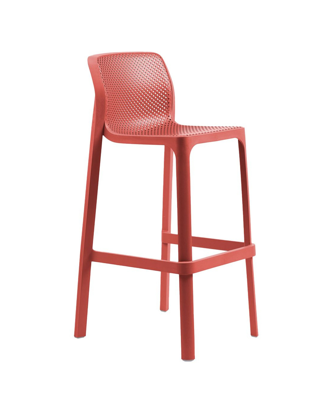 Nardi Net Barhocker 76 cm – korallenrot, italienisches Design Nardi Net Barhocker 76 cm, korallenrot, wetterfest, leichter Outdoor-Stuhl aus italienischem Design