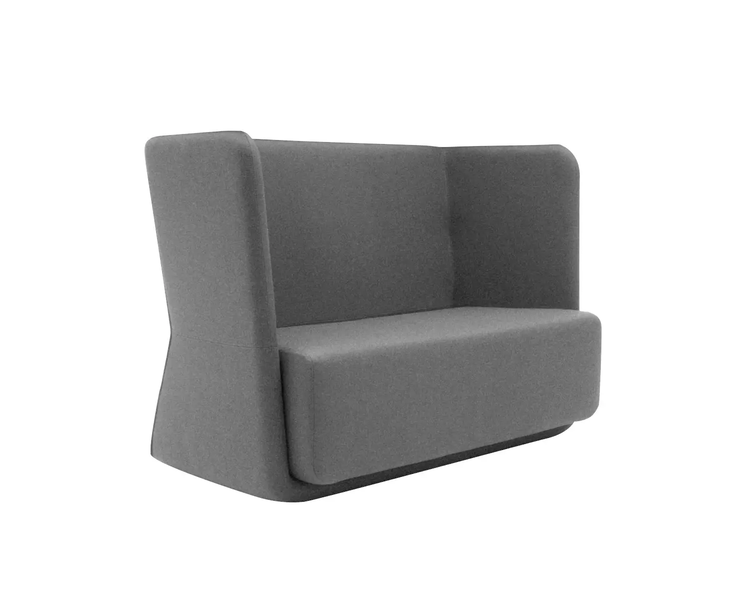 Softline Basket Sofa Niedrig in Grau aus schräger Vorderansicht mit breiter gepolsterter Sitzfläche, Rückenlehne und seitlichen Polsterwangen.