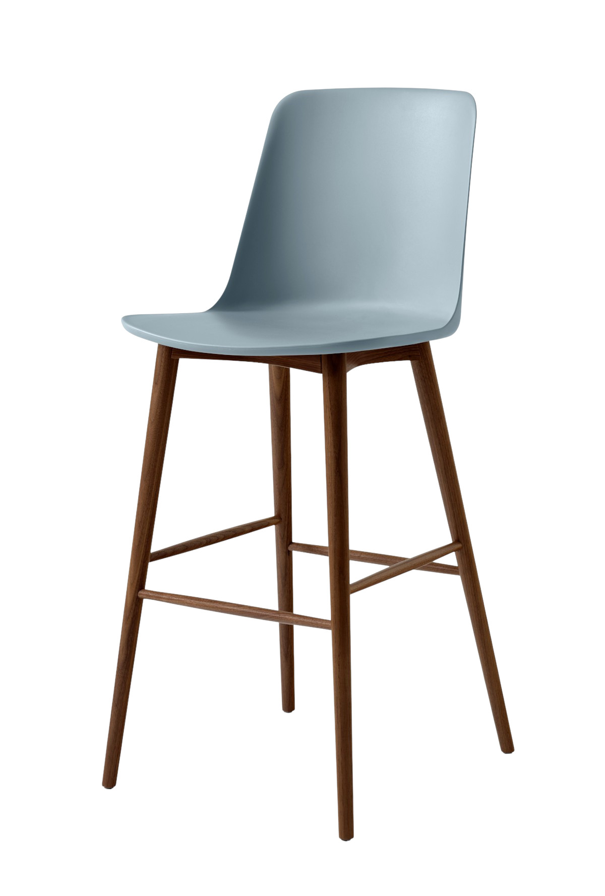 &Tradition Rely HW133 Barhocker Walnuss, Light Blue Sitz, stilvoll, robust, modernes skandinavisches Design