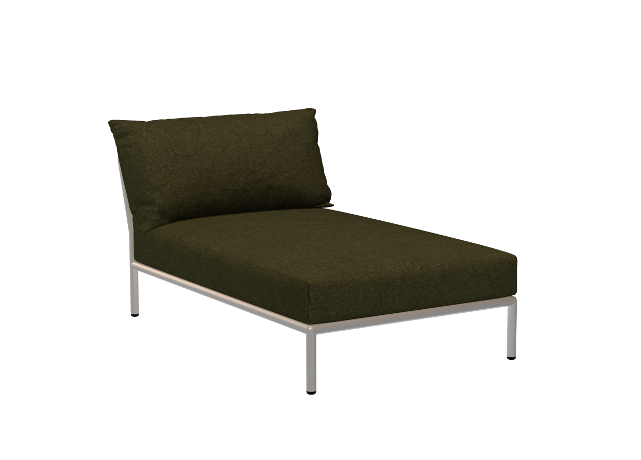 Level 2 Chaiselong, muted white / leaf