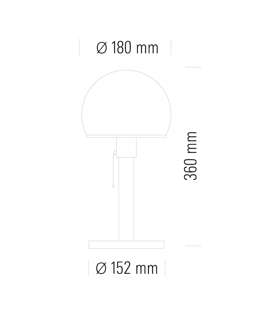 Tecnolumen Wagenfeld WG 25 GL Tischleuchte Abmessungen