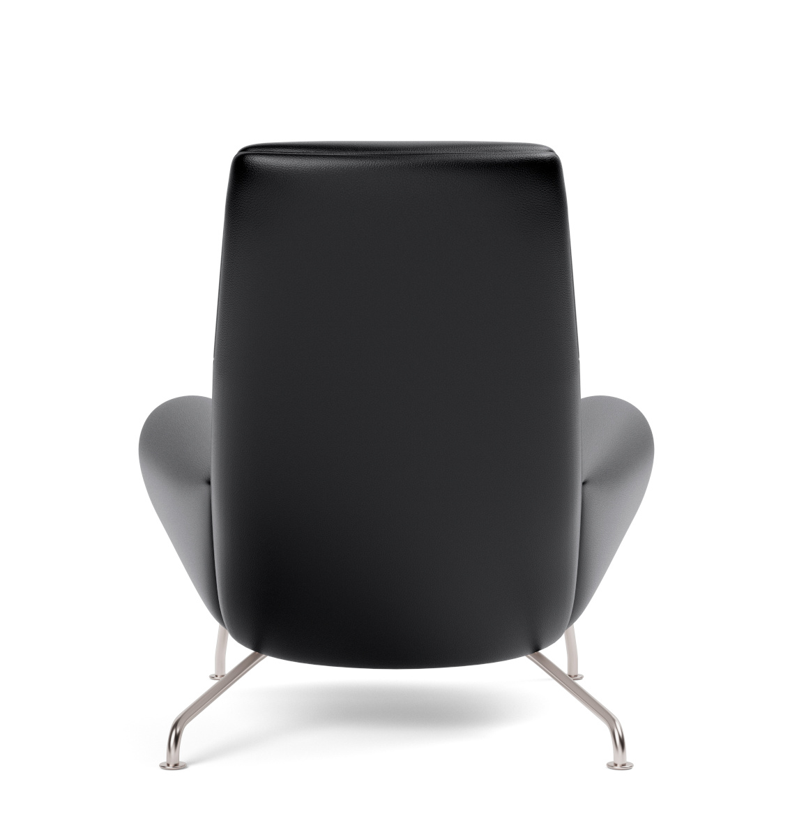 Wegner Queen Chair, brushed steel / leder cera 905 russet brown