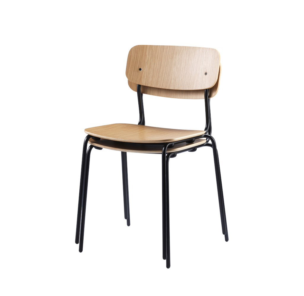 FDB Møbler J182 Holmen Stuhl, schwarz / Eiche natur, nordisches Design, nachhaltig, komfortabel