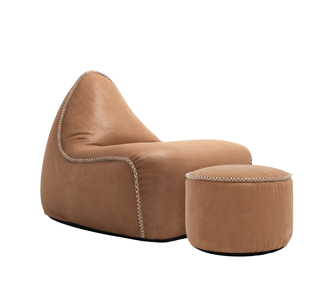 Dunes Lounge Chair & Pouf, camel