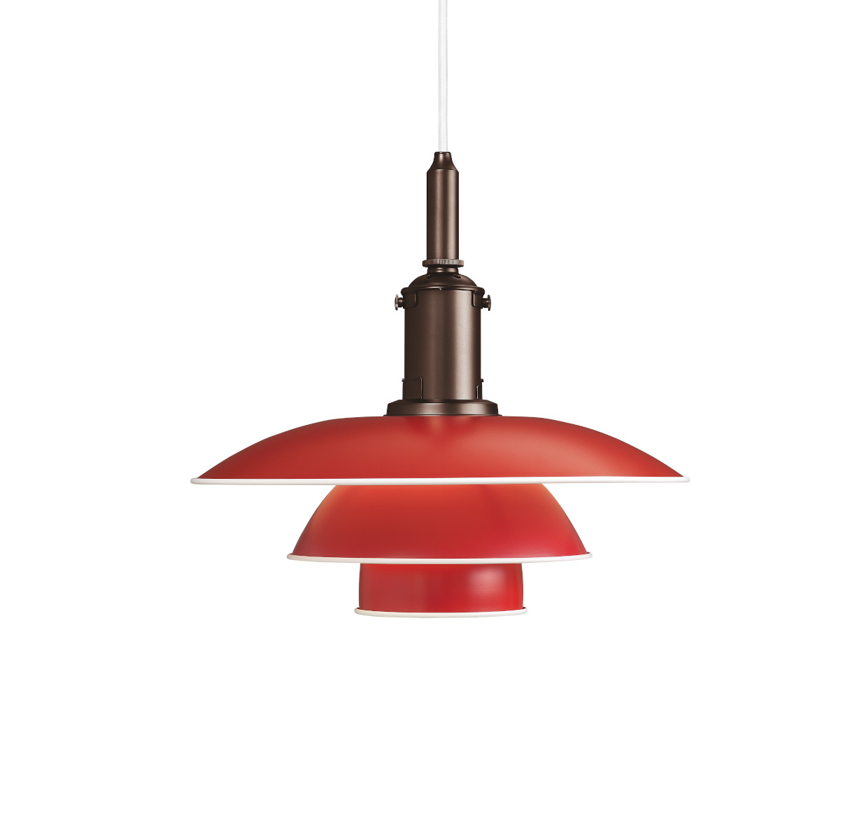 Louis Poulsen PH 3½-3 Pendelleuchte rot, klassisches Design aus Metall, blendfreies Licht, skandinavische Leuchte