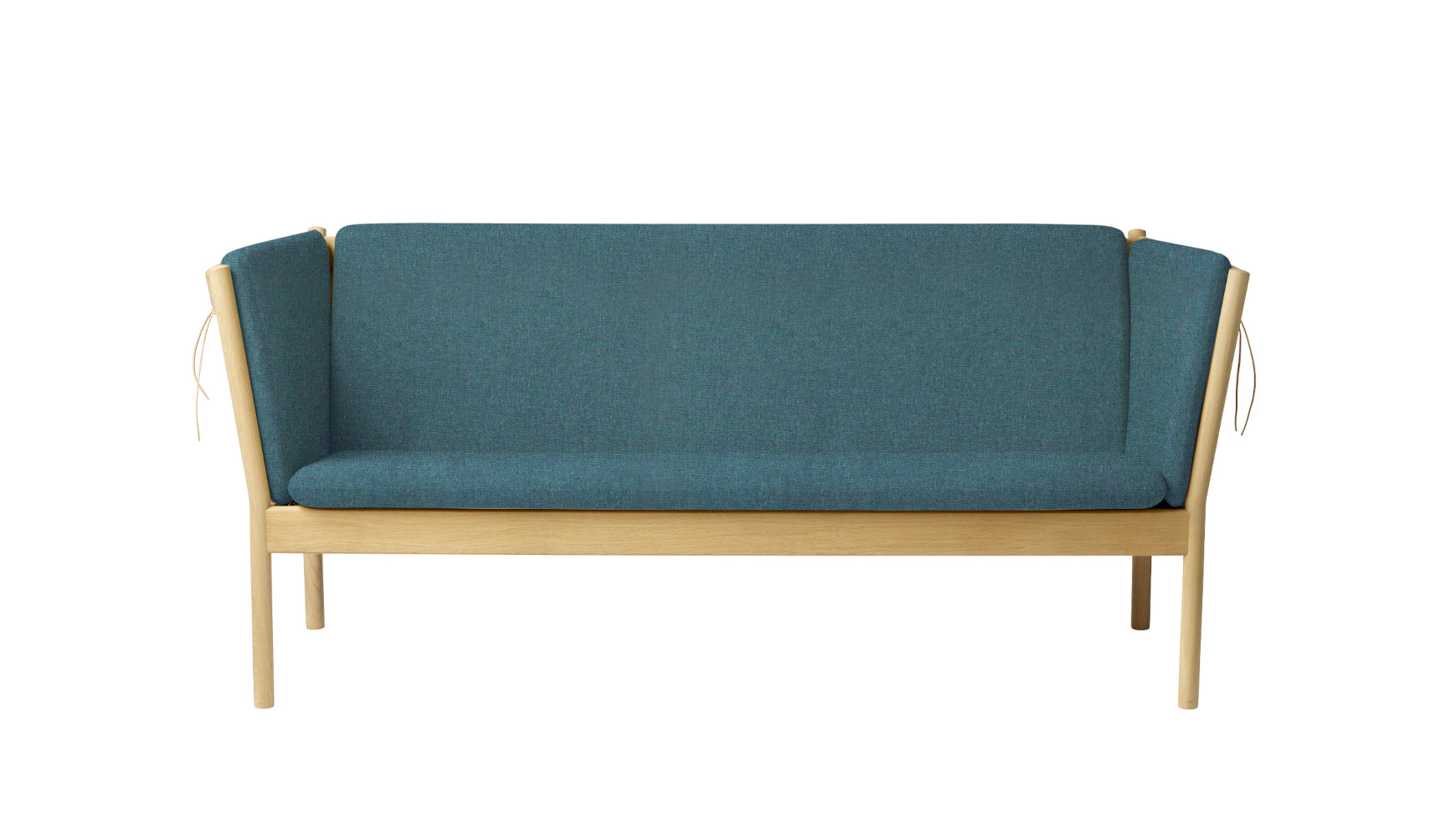 FDB Møbler J149 Sofa 3-Sitzer, nordisches Design, Eiche natur, grüner Stoff, langlebig, funktional