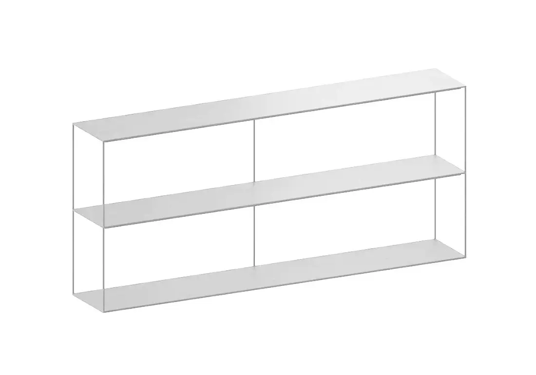 Zeus Slim Irony Sideboard 180 × 64 cm in Weiß mit drei offenen Ablageebenen und filigranem Stahlgestell