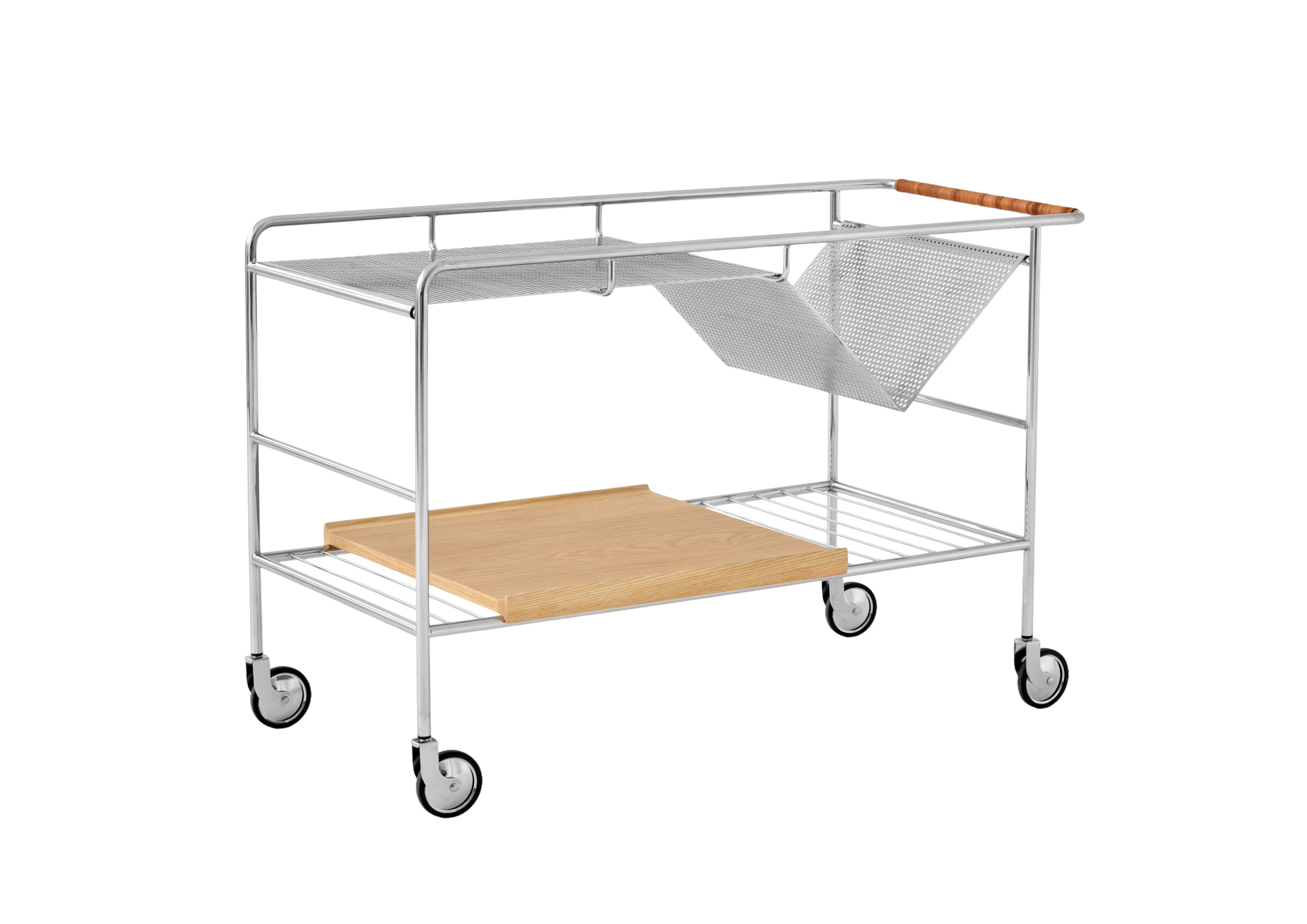 &Tradition Alima NDS1 Servierwagen mit lackierter Eiche und Chromgestell, stilvoll, mobil und funktional für modernes Wohnen