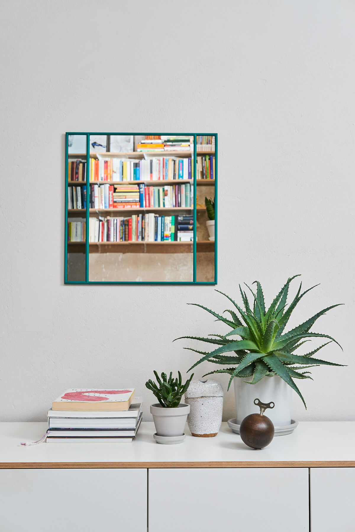 Vitrail Wandspiegel, 50 x 50 cm, grün / mehrfarbig