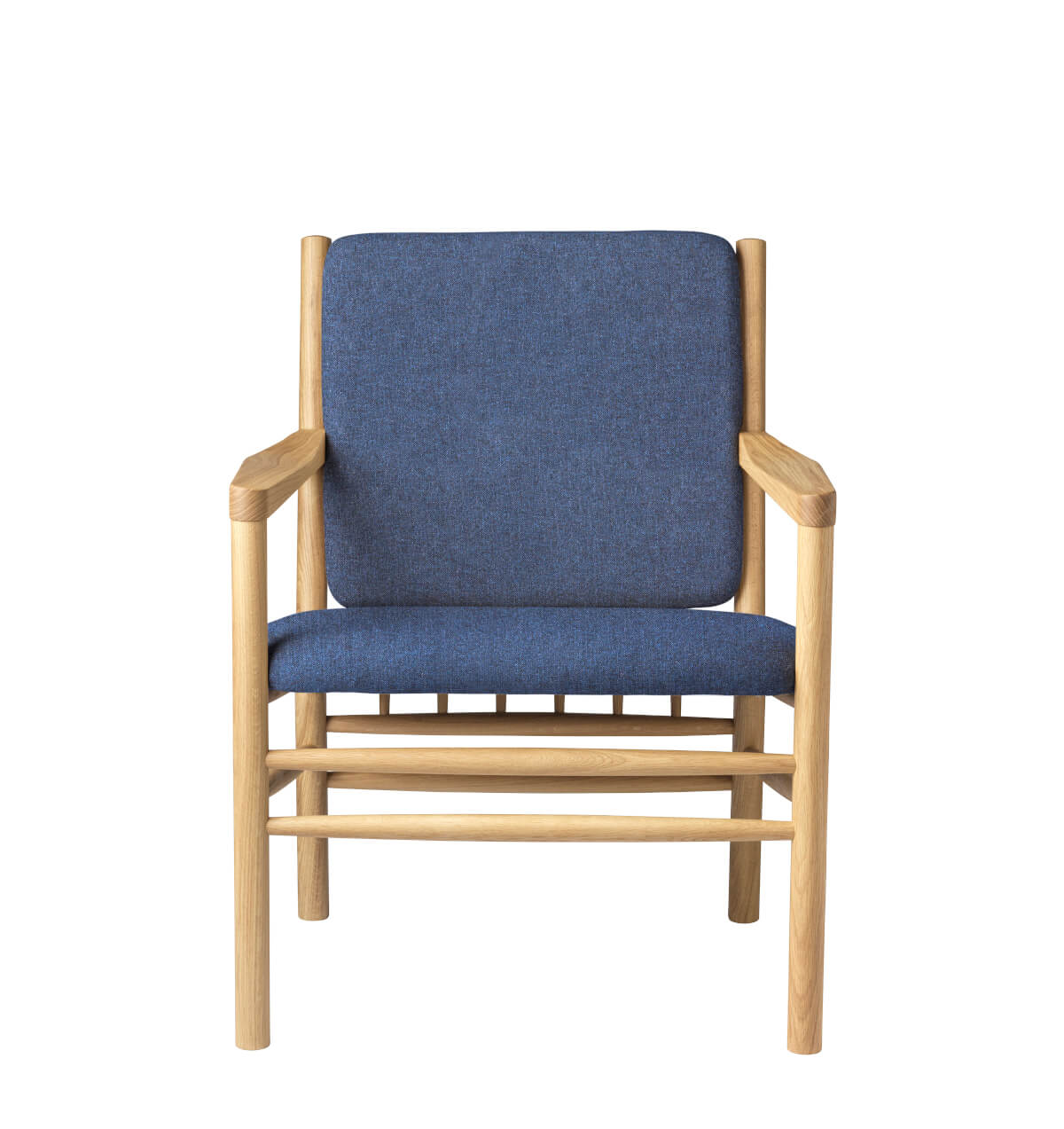 FDB Møbler J147 Sessel, ergonomisch, dunkelblau, Eiche natur, nachhaltig, nordisches Design