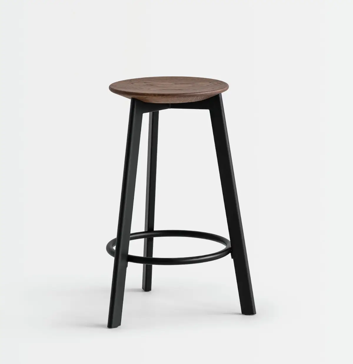 Noti Belem Barhocker 65 cm mit dunklem Holzsitz und schwarzem Gestell