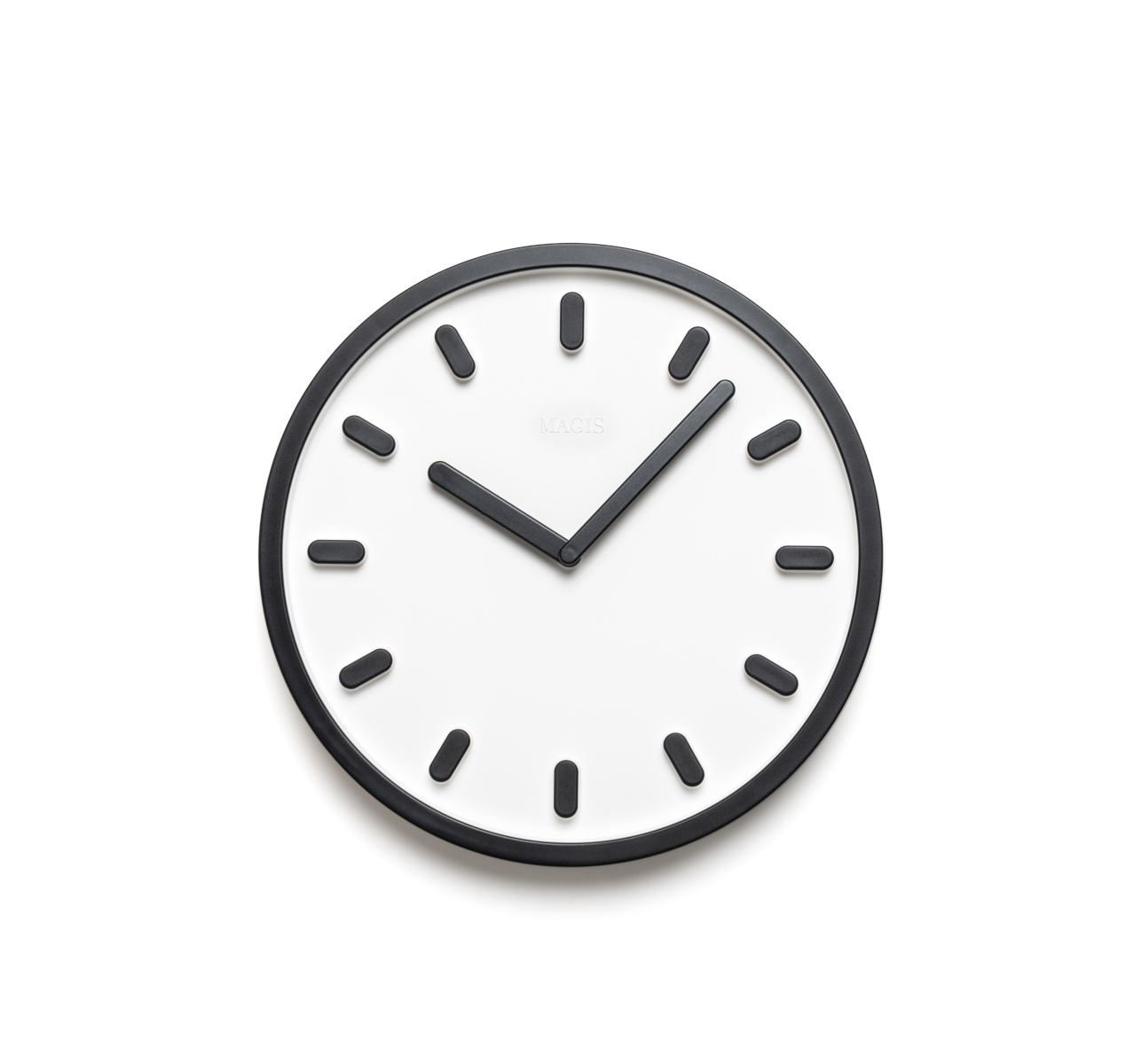 Magis Tempo Wanduhr in Weiß und Schwarz, moderne Designeruhr mit klarem Zifferblatt für Wohn- und Arbeitsräume
