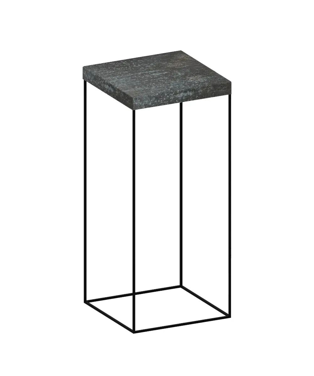 Zeus Slim Up Konsolentisch 41 × 92 cm mit Tischplatte in Rost und filigranem Stahlgestell in Kupferschwarz.