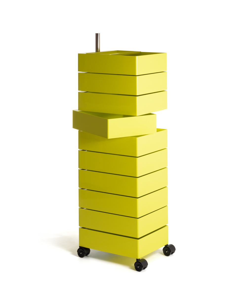 360° Rollcontainer mit 10 Fächer, leuchtend gelb