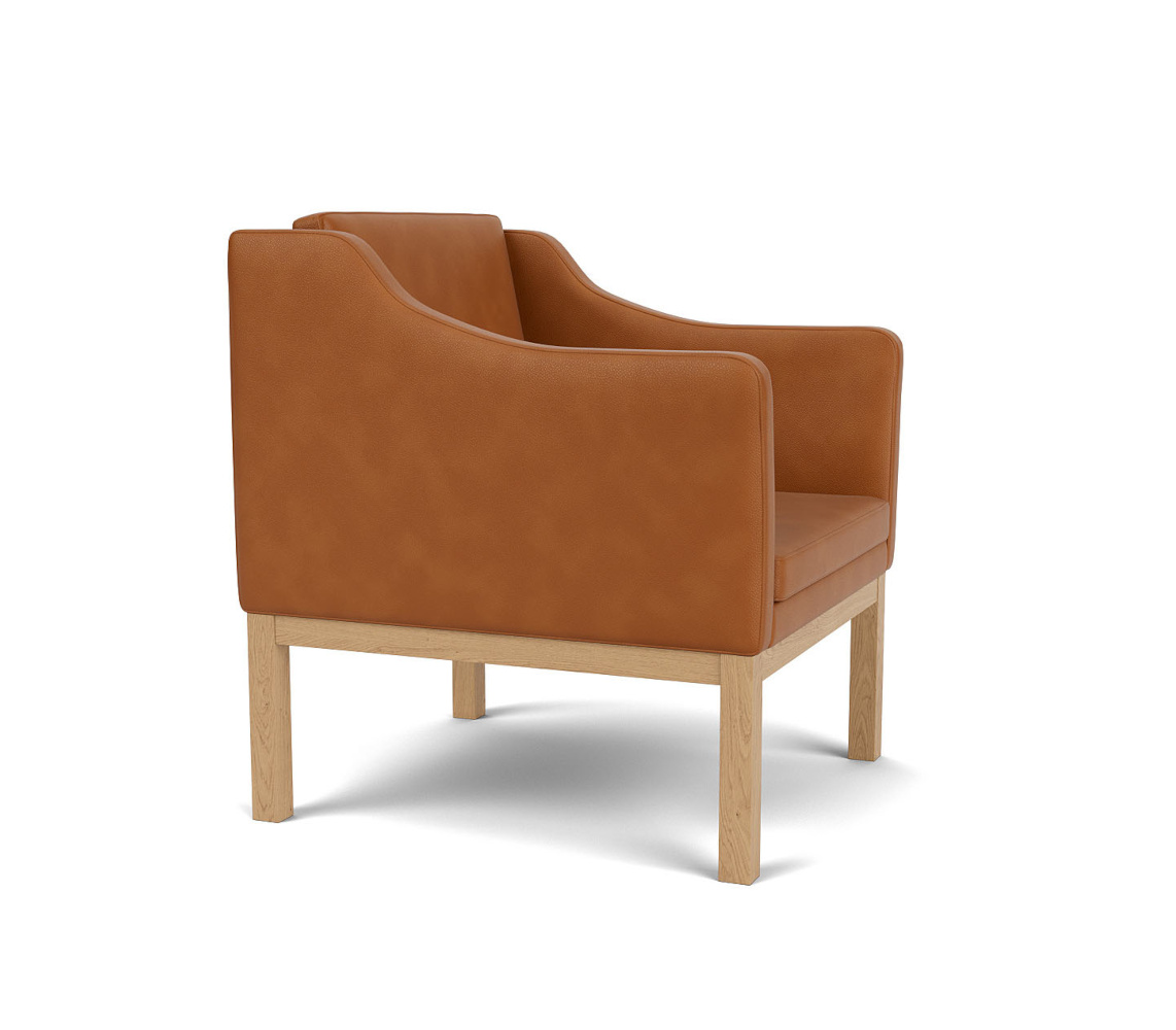 FDB Møbler L46 Sessel, Mogens Koch, ergonomisch, Eiche natur, Leder cognac, nachhaltig, nordisches Design