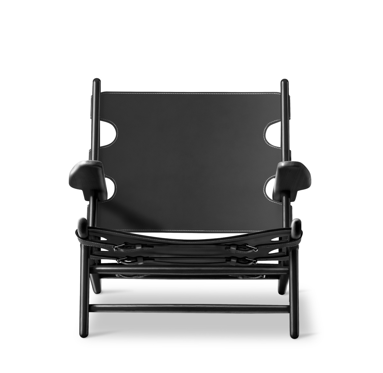 The Hunting Chair, eiche schwarz lackiert / leder schwarz
