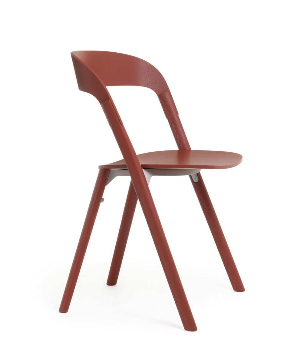 Magis Pila Stuhl rot, moderner Designstuhl, stapelbar, leicht, komfortabel, italienisches Design