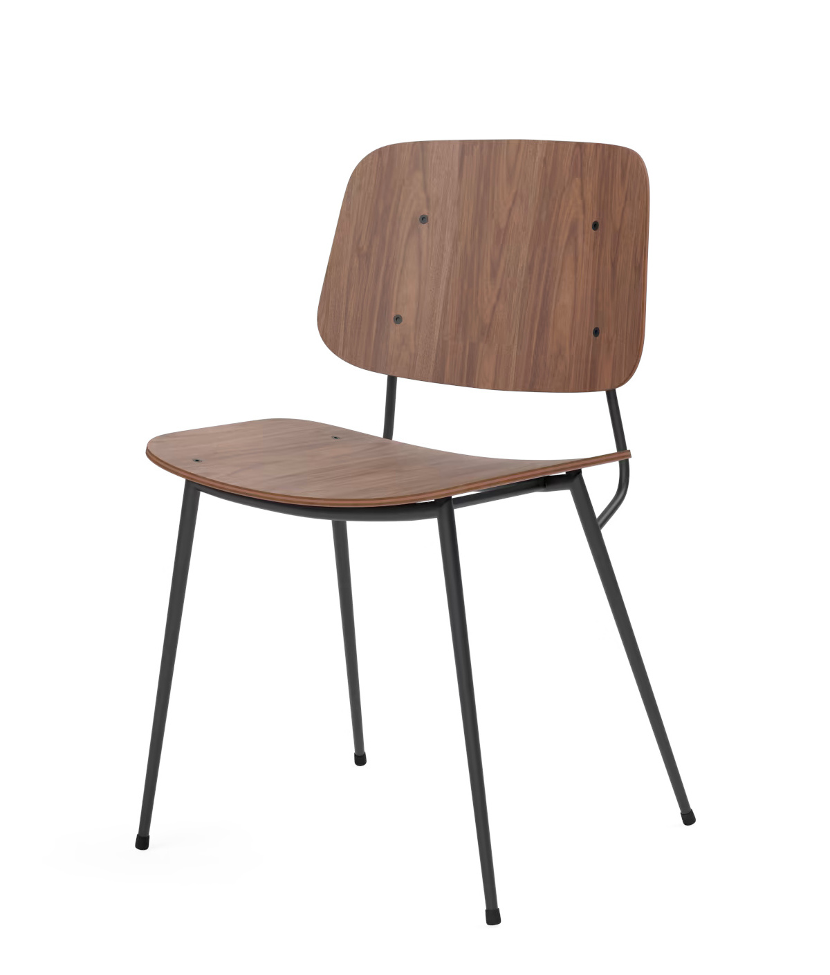 Søborg Metal Base Stuhl, chrom / eiche schwarz lackiert