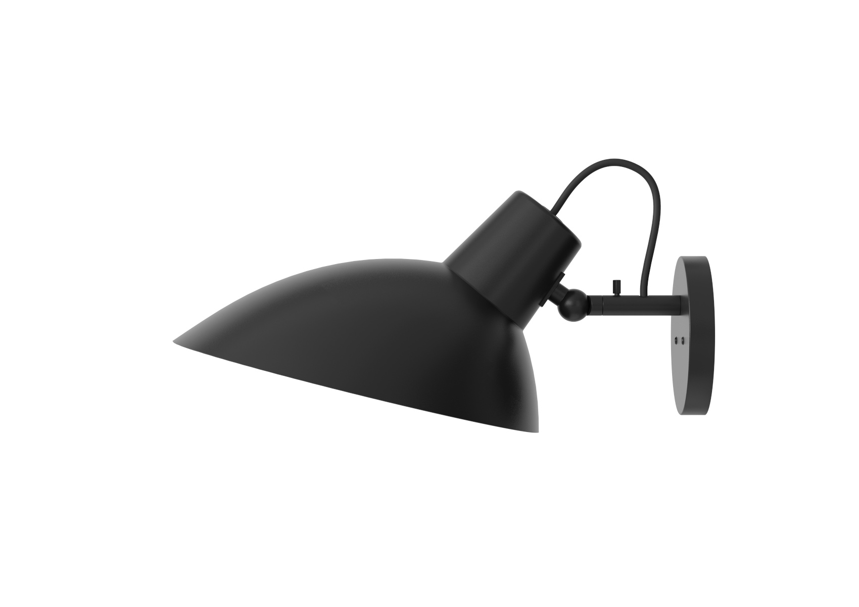 VV Cinquanta Wandleuchte, schwarze halterung, schwarze reflektor