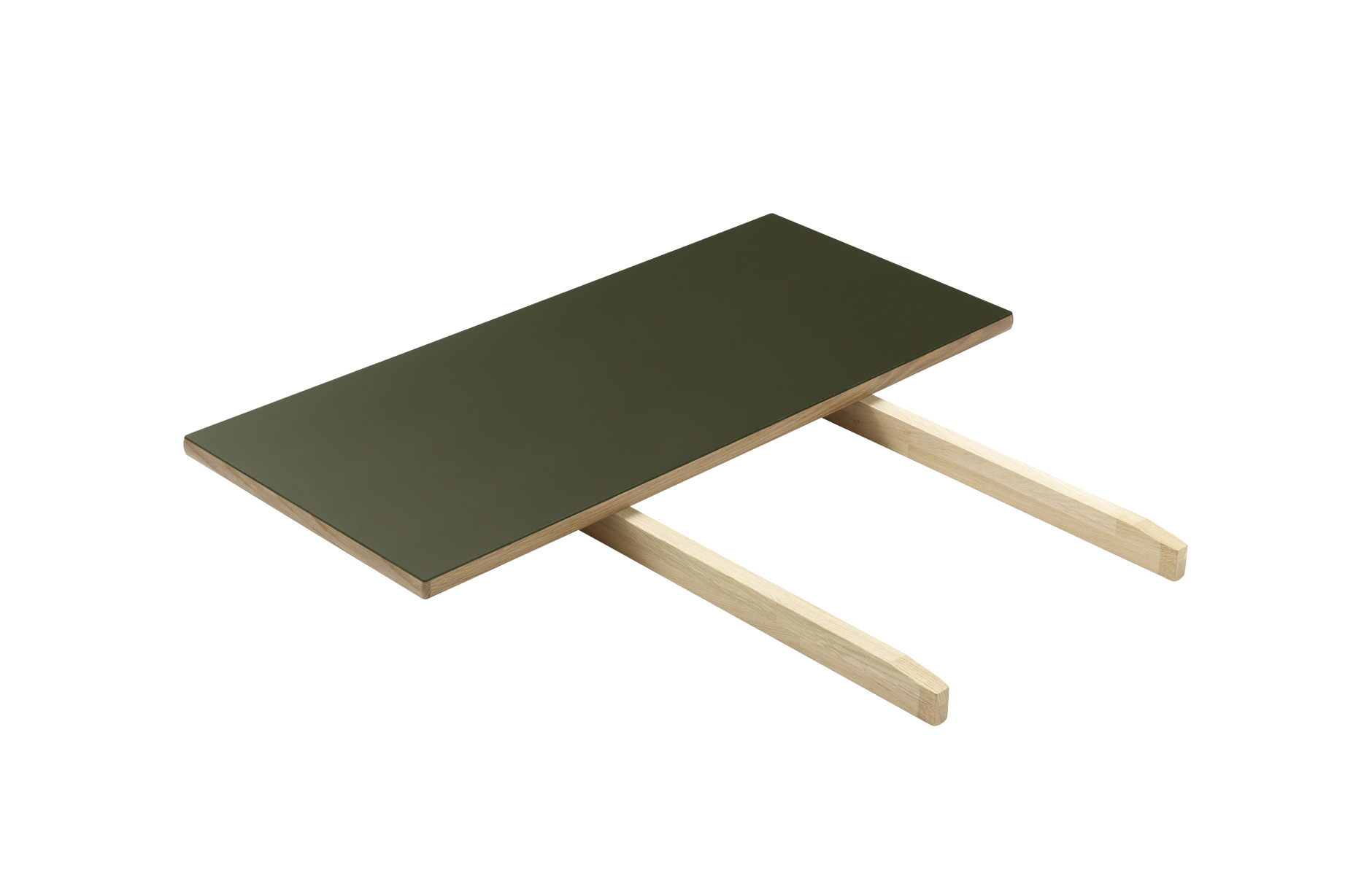FDB Møbler C35S Zusatzplatte, nordisches Design, Eiche natur, Linoleum Olive Green, langlebig, funktional