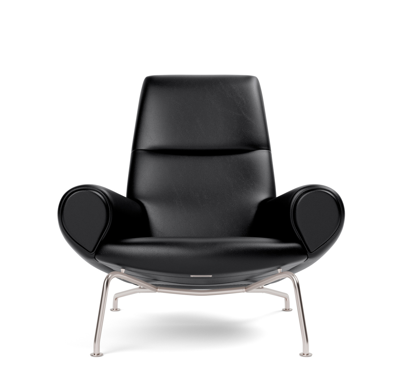 Wegner Queen Chair, brushed steel / leder primo 88 schwarz Wegner Queen Chair, brushed steel / leder primo 88 schwarz