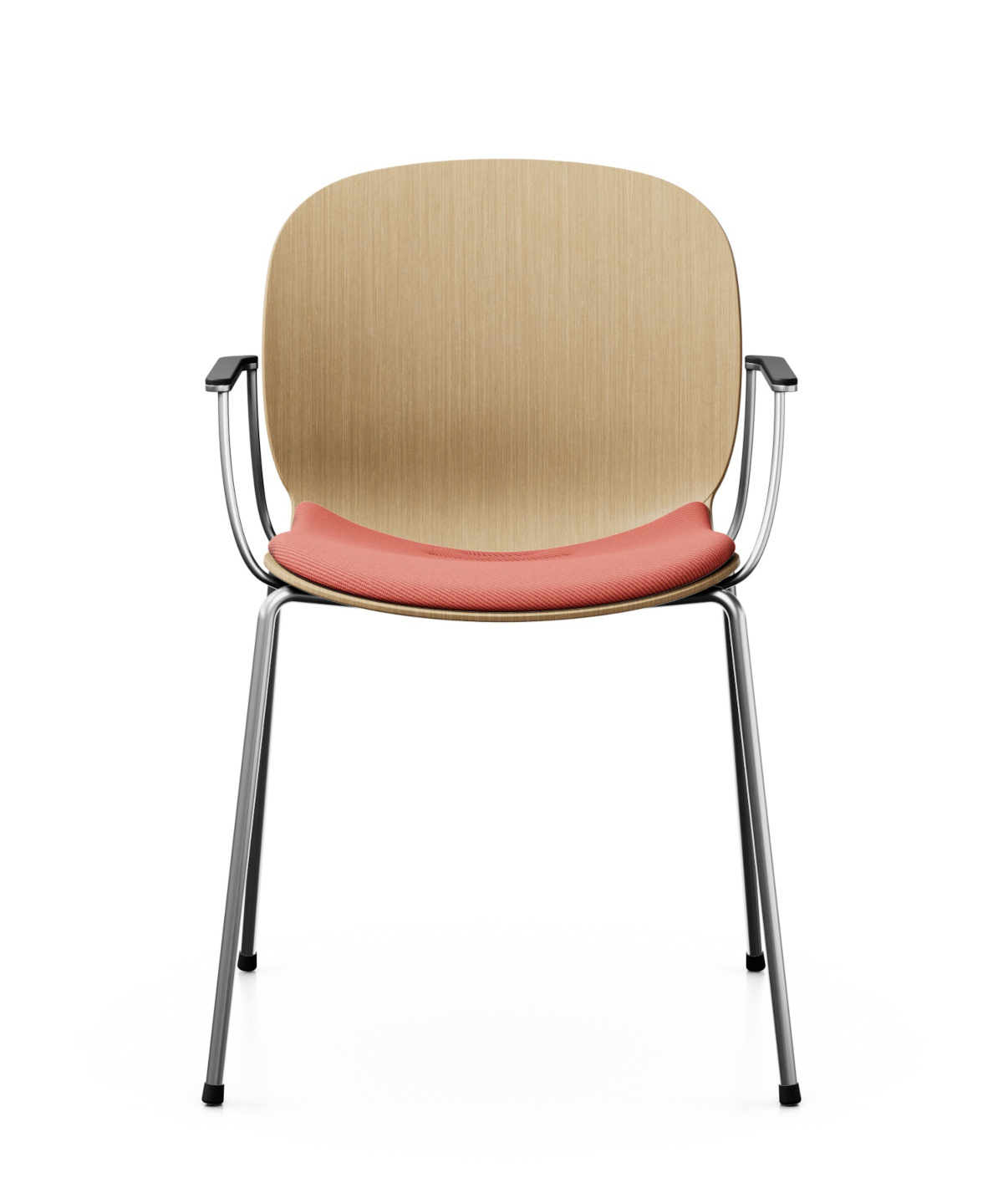 Noor 6055S Stuhl, 4-Fuß, 3D-Furnierschale, Sitz gepolstert