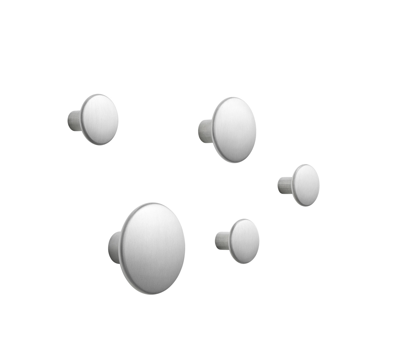 Dots Metall Wandhaken 5er-Set, aluminium